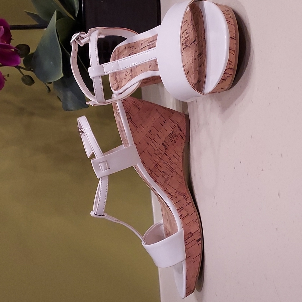Bandolino- delirium white wedge cork sandals.  6.5